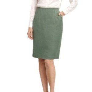 Vintage TRAVIS AYERS Womens Silk Skirt Size 12 Sage Green Pencil Lined Career